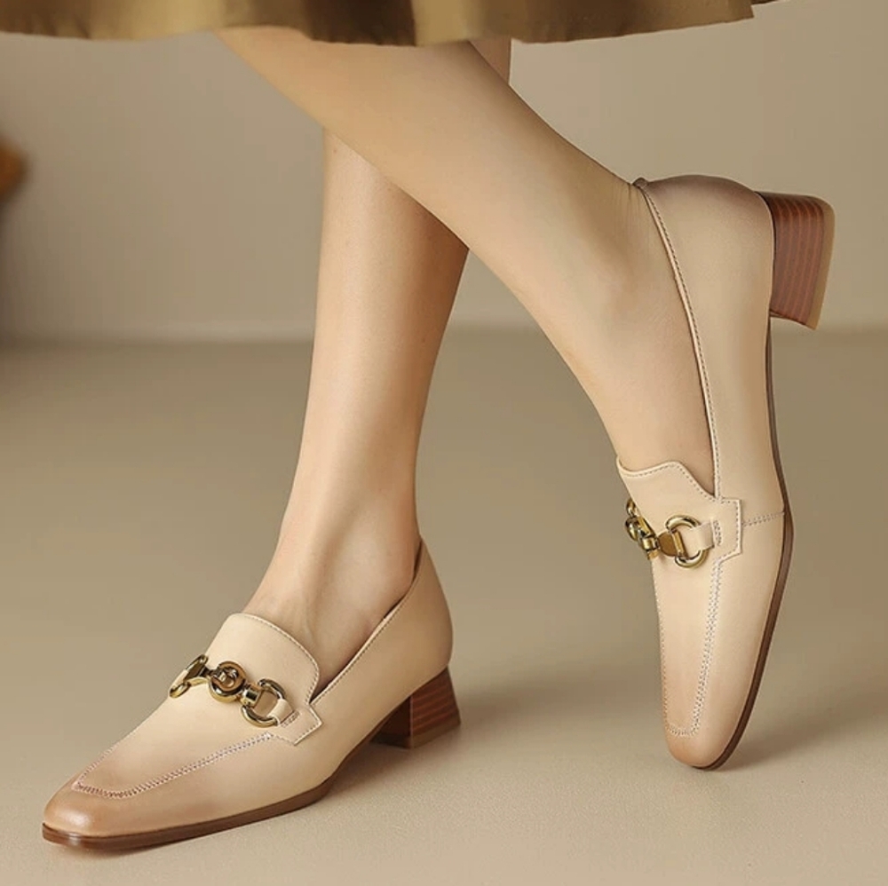 Gradient Beige Lambskin Leather Loafer